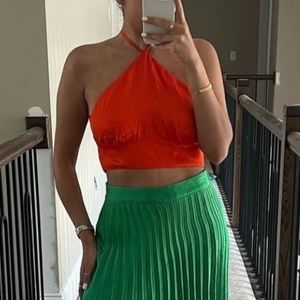 Zara satin orange crop top